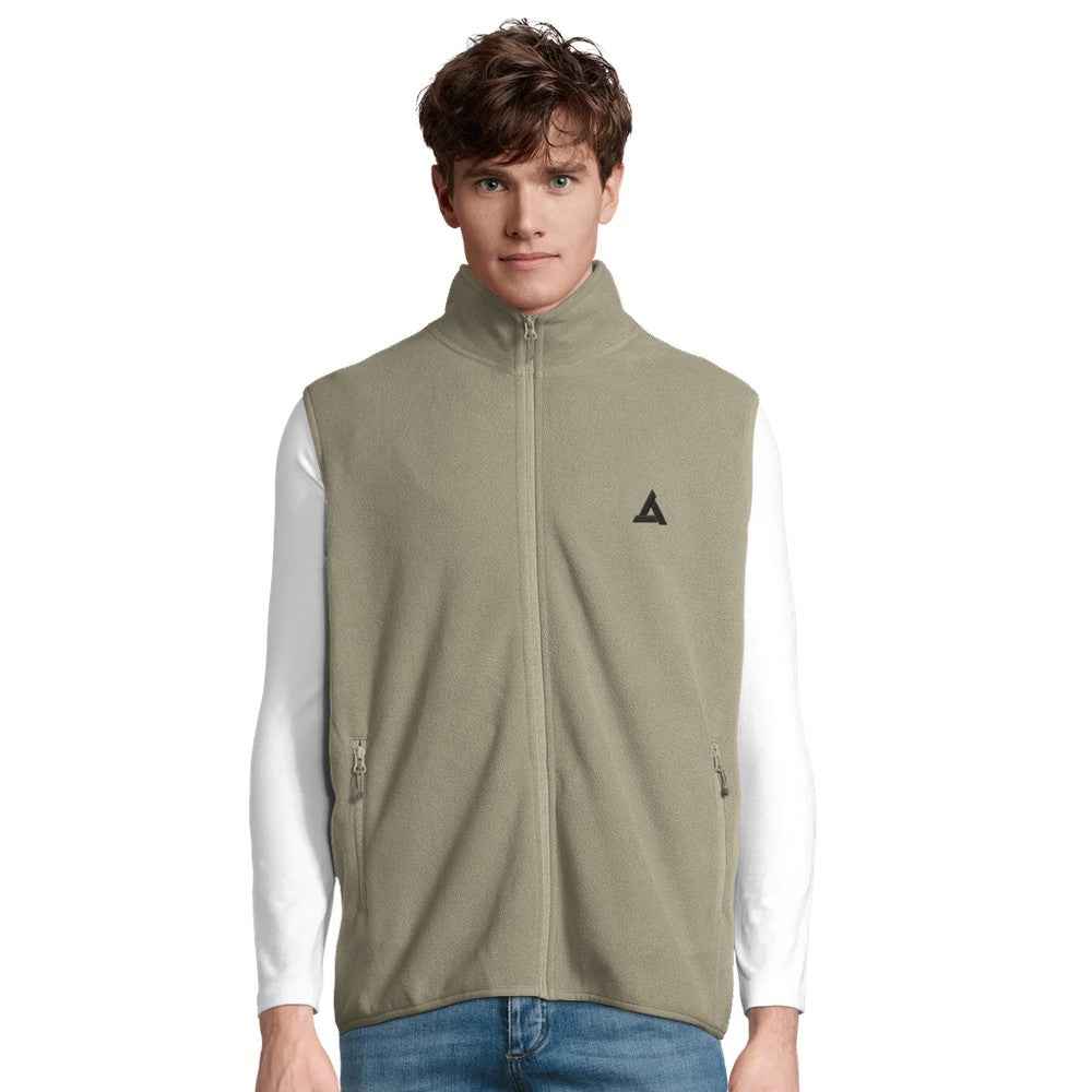Gilet micropolaire zippé sans manches unisexe, léger et chaud, idéal pour superposition, randonnée, sport et usage quotidien.