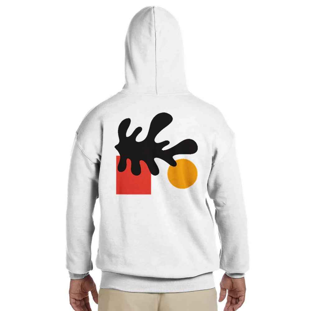 Sweat à capuche unisexe motif abstrait, style artistique moderne, confortable et chaud, idéal pour streetwear et tenue décontractée.
